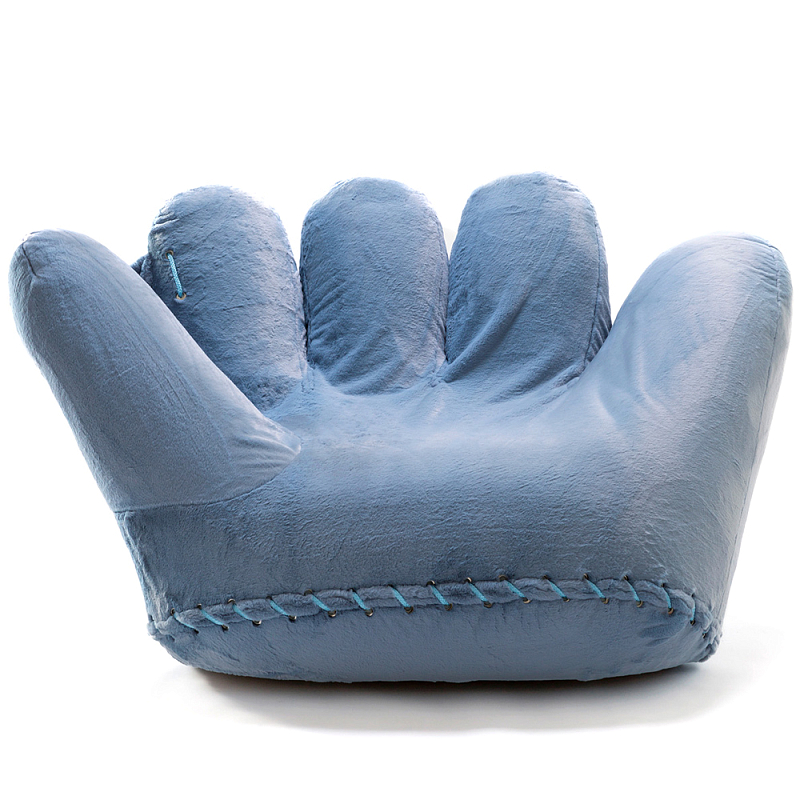 Дизайнерское плюшевое кресло в форме руки голубое Poltronova Joe Plush Baby Blue Armchair Голубой в Санкт-петербурге | Loft Concept 