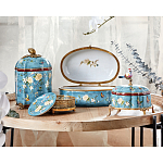 Ваза голубая с крышкой и цветочным узором Genuine Chinese Classics варинант исполнения - 3 | Loft Concept в Санкт-петербурге