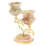 Подсвечник двухрожковый из натурального камня оникс Stone Candlestick варинант исполнения - 2 | Loft Concept в Санкт-петербурге