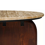 Кофейный столик с круглой столешницей на 2-х массивных деревянных ножках Tandem Travertine and Wood варинант исполнения - 3 | Loft Concept в Санкт-петербурге