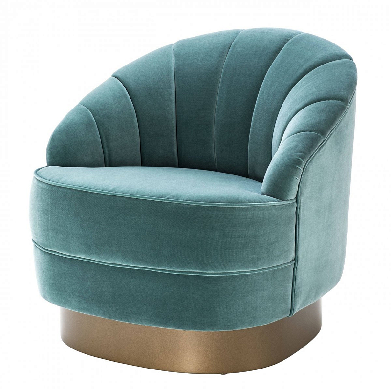 Кресло Eichholtz Chair Hadley Turquoise Бирюзовый матовое золото в Санкт-петербурге | Loft Concept 