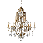 Люстра многоярусная с 12-ю лампами и стеклянными подвесками в классическом стиле Feiss варинант исполнения - 1 | Loft Concept в Санкт-петербурге