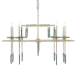 Люстра линейная с круглыми прозрачными подвесками  Horizontal Rectangular Chandelier варинант исполнения - 3 | Loft Concept в Санкт-петербурге