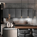 Подвесной светильник с узким цилиндрическим плафоном и золотым металлическим декором Concrete Pipe варинант исполнения - 8 | Loft Concept в Санкт-петербурге