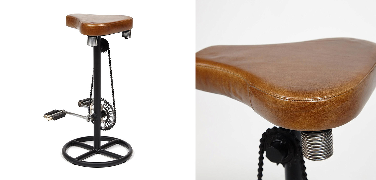 Барный стул с педалями от велосипеда Industrial leather bar stool with bicycle pedals - Loft-Concept в Санкт-петербурге