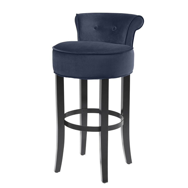 Барный стул Eichholtz Bar Stool Sophia Loren Blue Темно-синий Черный в Санкт-петербурге | Loft Concept 