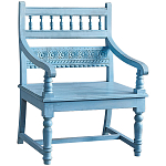 Деревянное кресло из массива манго с резным декором Eutropio Grey Mango Chair Blue варинант исполнения - 1 | Loft Concept в Санкт-петербурге