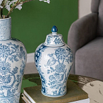 Ваза с крышкой и голубым цветочным рисунком на белом фоне Blue & White Ornament варинант исполнения - 4 | Loft Concept в Санкт-петербурге