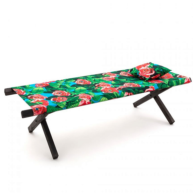 Шезлонг Seletti Poolbed Roses Черный Розовый Зеленый в Санкт-петербурге | Loft Concept 