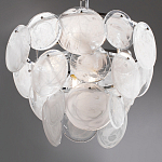 Люстра из белых стеклянных дисков на серебрянном каркасе White Glowing Reflectors варинант исполнения - 7 | Loft Concept в Санкт-петербурге