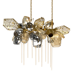 Люстра подвесная с 22-мя гранёными стеклянными плафонами с вертикальными подвесками Gilded Mirage  варинант исполнения - 1 | Loft Concept в Санкт-петербурге