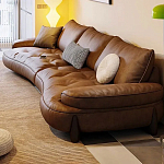 Диван кожаный с каркасом из массива дерева Medieval Furniture варинант исполнения - 4 | Loft Concept в Санкт-петербурге