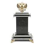 Часы настольные бронзовые с Гербом России из натурального камня Змевик Stone Clock варинант исполнения - 3 | Loft Concept в Санкт-петербурге