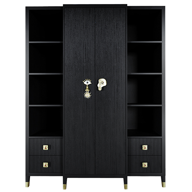 Большой шкаф с витриной Elsa Dreams Black Черный Золотой Большой шкаф с витриной Elsa Dreams Black Черный Золотой в Санкт-петербурге | Loft Concept