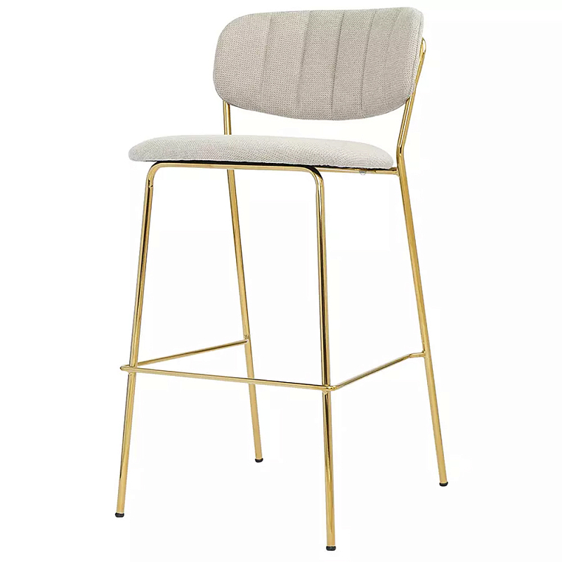 Стул барный широкой полукруглой спинкой на золотистых ножках Chair Smooth Shapes Серый Золотой в Санкт-петербурге | Loft Concept 