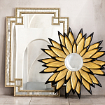 Зеркало-солнце в раме золотого и черного цвета Rays of Peace варинант исполнения - 3 | Loft Concept в Санкт-петербурге