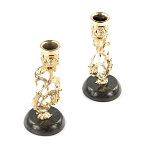 Подсвечники бронзовые на подставке из натурального камня нефрит Stone Candlestick варинант исполнения - 2 | Loft Concept в Санкт-петербурге