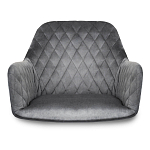 Барный стул со спинкой и подлокотниками на 4-х деревянных ножках Douglas Rhombus Серый Велюр варинант исполнения - 3 | Loft Concept в Санкт-петербурге