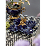 Менажница темно-синяя фарфоровая с бронзовой фигуркой ангела Eden Garden варинант исполнения - 2 | Loft Concept в Санкт-петербурге
