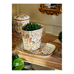 Кашпо с растительным и животным орнаментом на бронзовых ножках Turquoise Blooming Garden варинант исполнения - 8 | Loft Concept в Санкт-петербурге