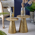 Журнальный столик с конусообразной основой и текстурной поверхностью золотого цвет Ethnic Metal варинант исполнения - 5 | Loft Concept в Санкт-петербурге