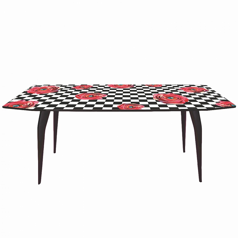 Обеденный стол Seletti Table Roses on check Черный Розовый (Rose) в Санкт-петербурге | Loft Concept 