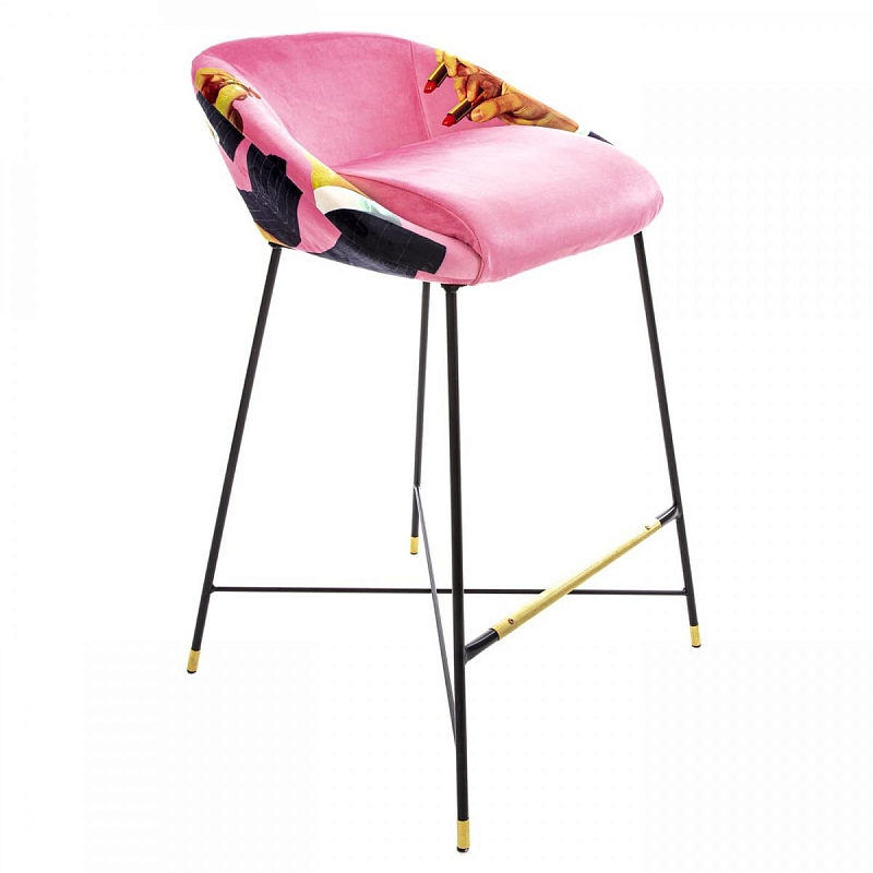 Барный стул Seletti High Stool Pink Lipsticks Черный Розовый (Rose) в Санкт-петербурге | Loft Concept 