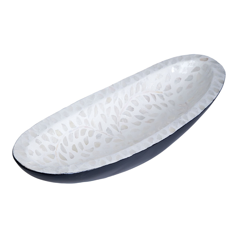 Блюдо декоративное Esmee White Big Белый Синий Блюдо декоративное Esmee White Big Белый Синий в Санкт-петербурге | Loft Concept