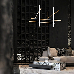 Люстра с 8-ю пересекающимися цилиндрическими плафонами на тонких тросах Trumpet tube варинант исполнения - 8 | Loft Concept в Санкт-петербурге