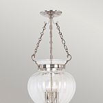 Подвесной светильник цвета никель с прозрачным ребристым стеклянным плафоном в классическом стиле Elstead Lighting варинант исполнения - 3 | Loft Concept в Санкт-петербурге