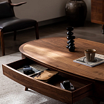 Кофейный стол овальный из дерева с 2-мя ящиками Coffee Walnut Table варинант исполнения - 7 | Loft Concept в Санкт-петербурге