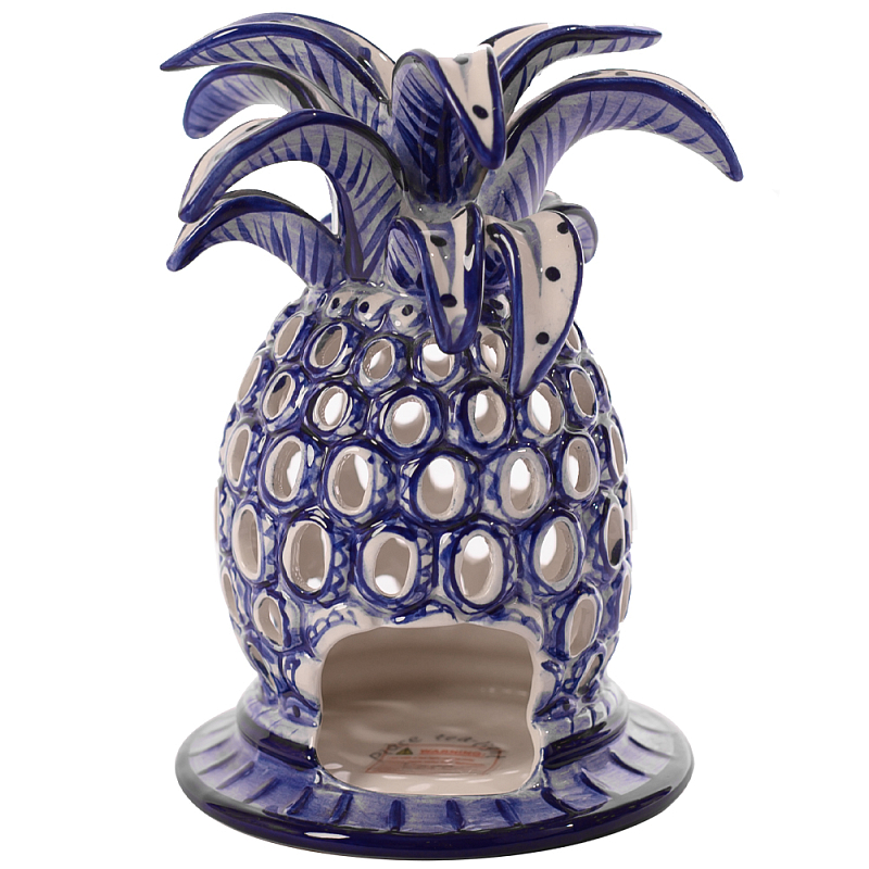 Декоративный подсвечник из керамики в виде ананаса Pineapple Ceramic Candle Holder Синий Белый в Санкт-петербурге | Loft Concept 