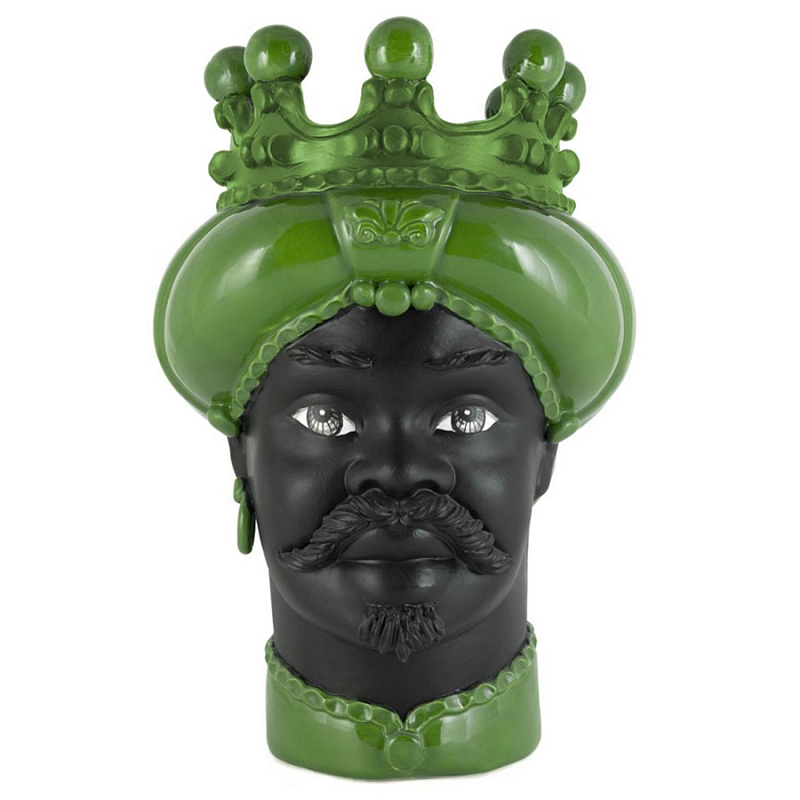 Ваза Vase Moro Man Crown Dark Green Черный Зеленый в Санкт-петербурге | Loft Concept 