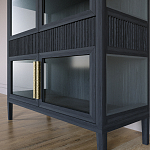 Витрина Primo со стеклянными фасадами и 2 ящиками Черный дуб варинант исполнения - 4 | Loft Concept в Санкт-петербурге