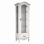 Витрина белая однодверная из массива бука с 4-мя полками и ящиком White Provence варинант исполнения - 1 | Loft Concept в Санкт-петербурге