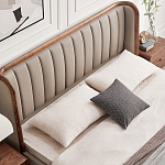 Кровать двуспальная с мягким изголовьем Moon Walnut Bed варинант исполнения - 5 | Loft Concept в Санкт-петербурге