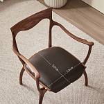 Стул деревянный с мягким сиденьем из коричневой натуральной кожи Moon Walnut Furniture варинант исполнения - 10 | Loft Concept в Санкт-петербурге