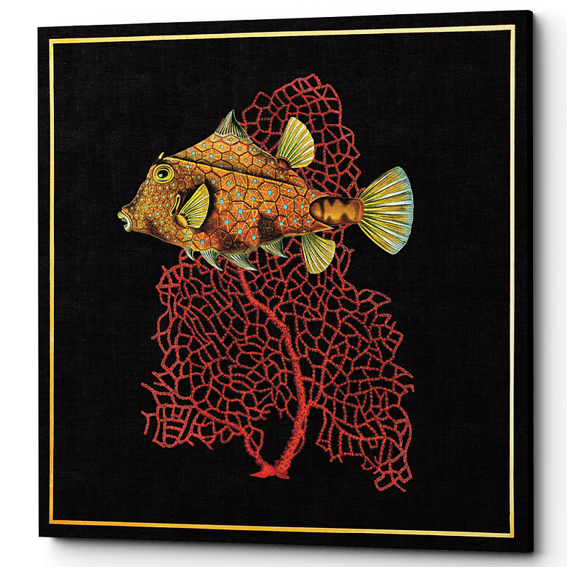 Постер Fish and Coral Poster 5 Черный Красный в Санкт-петербурге | Loft Concept 