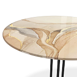 Стол журнальный круглый с бежевой столешницей из стекла Beige Marble варинант исполнения - 3 | Loft Concept в Санкт-петербурге