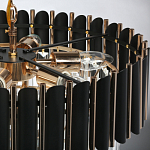 Люстра из черного металла с многоярусными подвесками из прозрачного хрусталя на золотой цепи Empire Black Chandelier Crystal варинант исполнения - 11 | Loft Concept в Санкт-петербурге