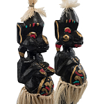 Комплект из 2-х деревянных статуэток Asmat Straw Headdress Statuettes Multicolor варинант исполнения - 5 | Loft Concept в Санкт-петербурге