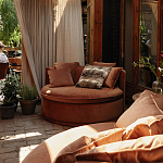 Кушетка круглая с обивкой из велюра коричневая Milky Brown Chair варинант исполнения - 8 | Loft Concept в Санкт-петербурге