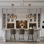 Люстра подвесная круглая с овальными подвесками из стекла дымчатого цвета Harlow Crystal Round варинант исполнения - 6 | Loft Concept в Санкт-петербурге