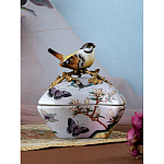 Шкатулка фиолетового цвета с рисунком бабочек и крышкой с фигуркой птицы на ветке Eden Garden варинант исполнения - 8 | Loft Concept в Санкт-петербурге