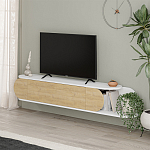 ТВ-тумба подвесная белая с полкой и откидной дверцей цвета древесины TONE TV STAND WHITE варинант исполнения - 2 | Loft Concept в Санкт-петербурге