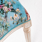 Стул из массива бука бирюзовый с изображением птиц и цветов Turquoise Beige Chinoiserie Birds Garden Chair варинант исполнения - 4 | Loft Concept в Санкт-петербурге