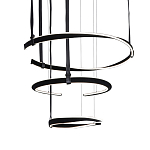 Люстра подвесная с 3-мя кольцами из кожаных ремней черного цвета Half Ring Horizontal  варинант исполнения - 1 | Loft Concept в Санкт-петербурге