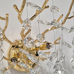 Бра золотого цвета с декоративными ветвями и прозрачными подвесками в форме листьев Droplet Chandelier варинант исполнения - 4 | Loft Concept в Санкт-петербурге