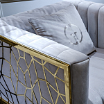 Кресло велюровое серое с фактурным каркасом золотистого цвета Best Traits варинант исполнения - 3 | Loft Concept в Санкт-петербурге