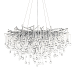 Люстра подвесная с прозрачными стеклянными подвесками в форме капель Диаметр 80 см Droplet Chandelier варинант исполнения - 1 | Loft Concept в Санкт-петербурге